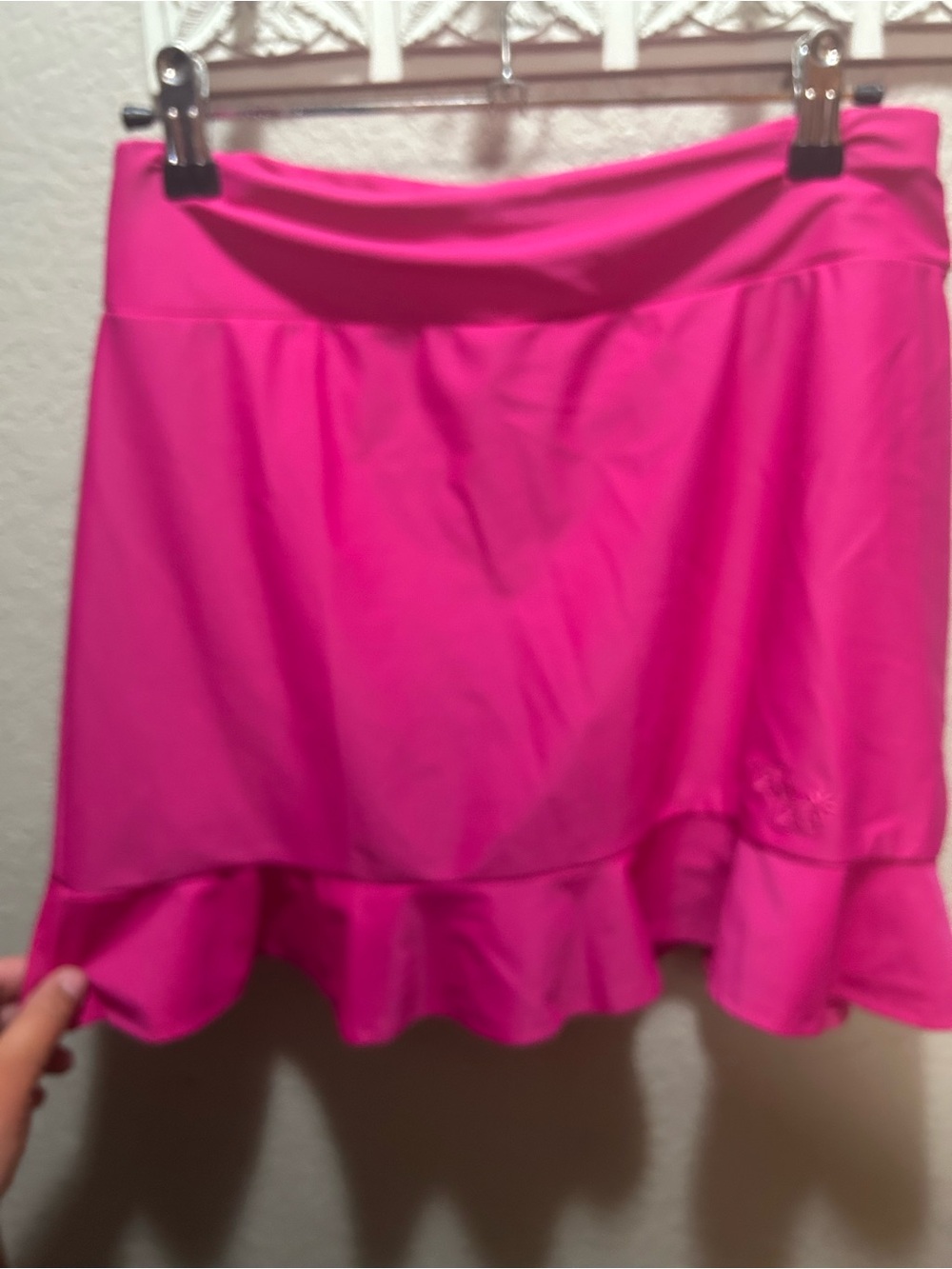 Tzu Tzu Hot Pink Ruffle-Hem Mini Skirt